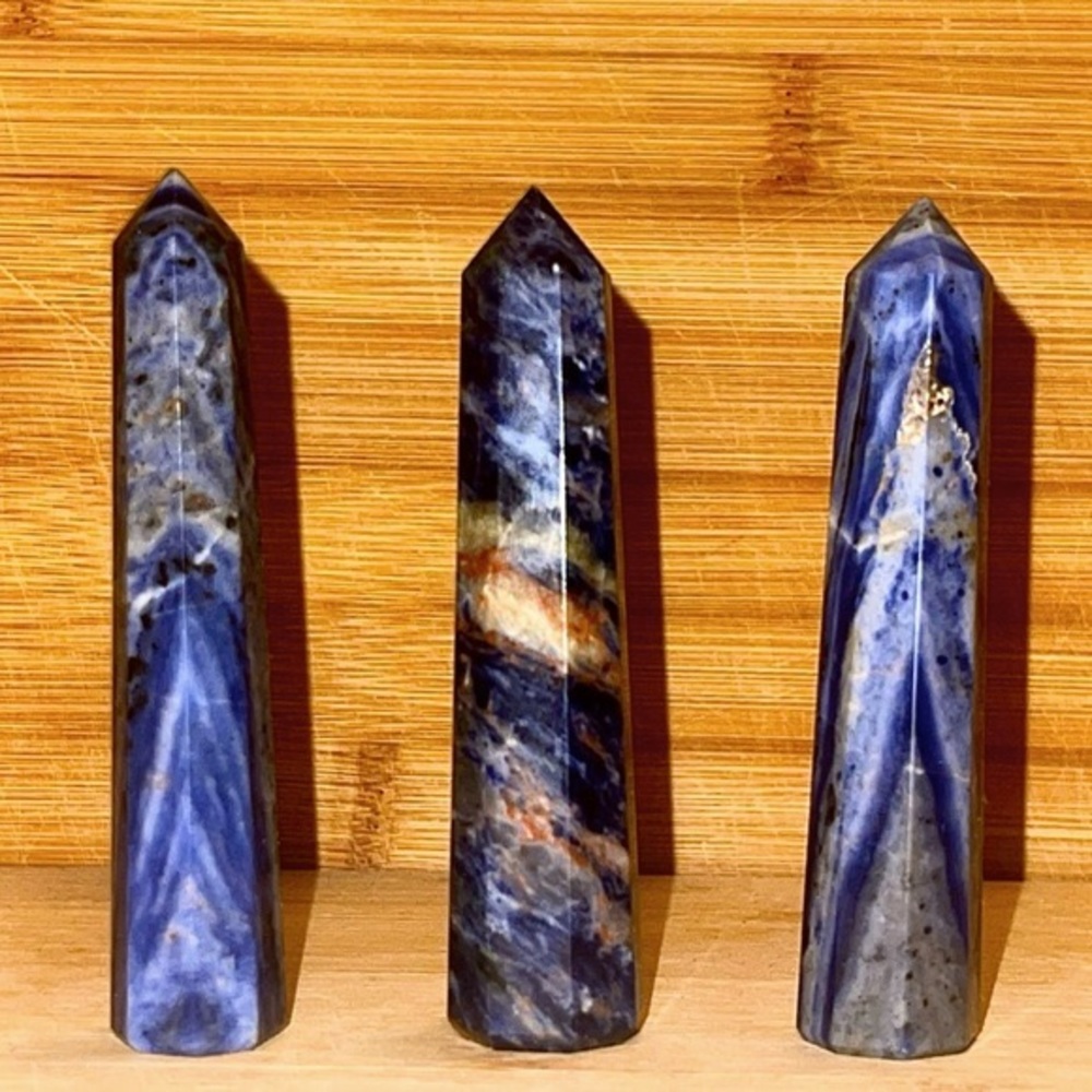 Wildly Unique Sunset Sodalite 4” Octagon Towers 💙🧡🤍 OFFER $36 for ALL 3!!